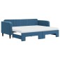 vidaXL Divano Letto Estraibile con Materassi Blu 80x200 cm Velluto vidaXL Divano Letto Estraibile con Materassi Blu 80x200 cm Velluto
