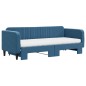 vidaXL Divano Letto Estraibile con Materassi Blu 80x200 cm Velluto vidaXL Divano Letto Estraibile con Materassi Blu 80x200 cm Velluto
