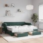 vidaXL Divano Letto Estraibile Cassetti Verde Scuro 80x200cm Velluto vidaXL Divano Letto Estraibile Cassetti Verde Scuro 80x200cm Velluto