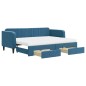 vidaXL Divano Letto Estraibile con Cassetti Blu 80x200 cm in Velluto vidaXL Divano Letto Estraibile con Cassetti Blu 80x200 cm in Velluto