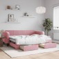 vidaXL Divano Letto Estraibile con Cassetti Rosa 80x200 cm Velluto vidaXL Divano Letto Estraibile con Cassetti Rosa 80x200 cm Velluto