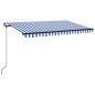 vidaXL Tenda da Sole Retrattile Manuale con LED 400x350 cm Blu Bianco vidaXL Tenda da Sole Retrattile Manuale con LED 400x350 cm Blu Bianco