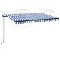 vidaXL Tenda da Sole Retrattile Manuale con LED 400x350 cm Blu Bianco vidaXL Tenda da Sole Retrattile Manuale con LED 400x350 cm Blu Bianco