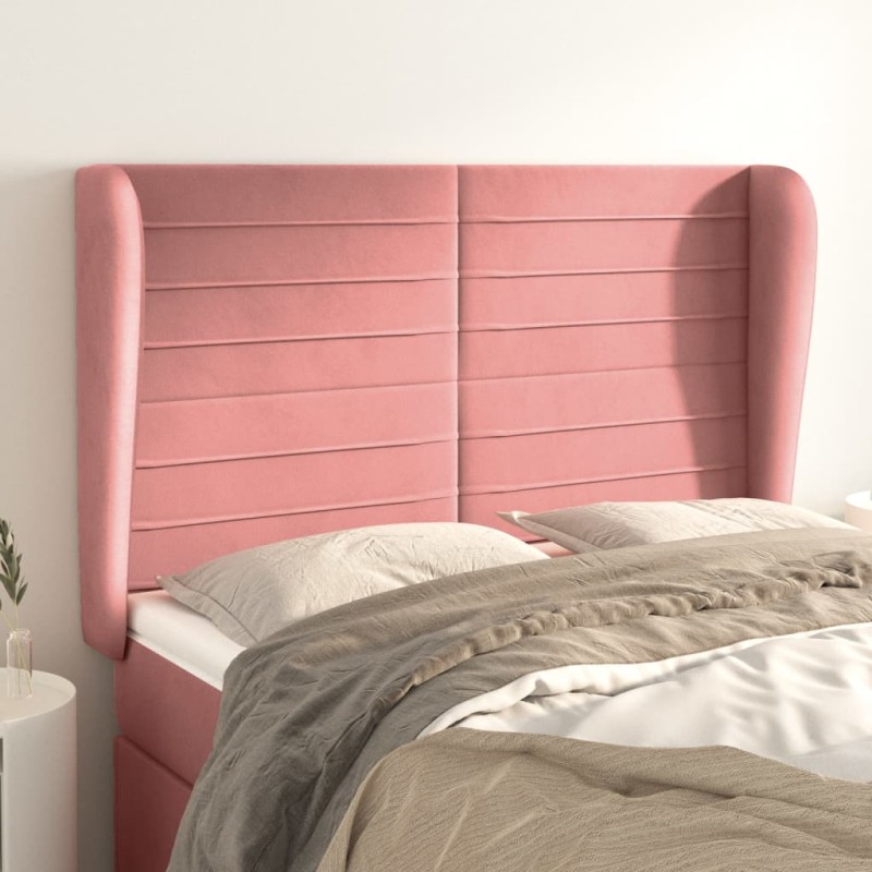 vidaXL Testiera ad Orecchio Rosa 147x23x118/128 cm in Velluto vidaXL Testiera ad Orecchio Rosa 147x23x118/128 cm in Velluto