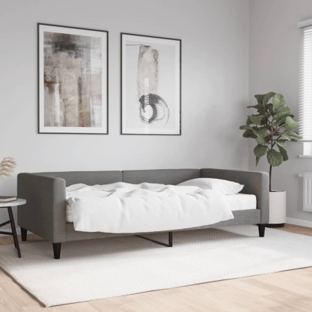 vidaXL Divano Letto con Materasso Grigio Scuro 100x200 cm in Tessuto