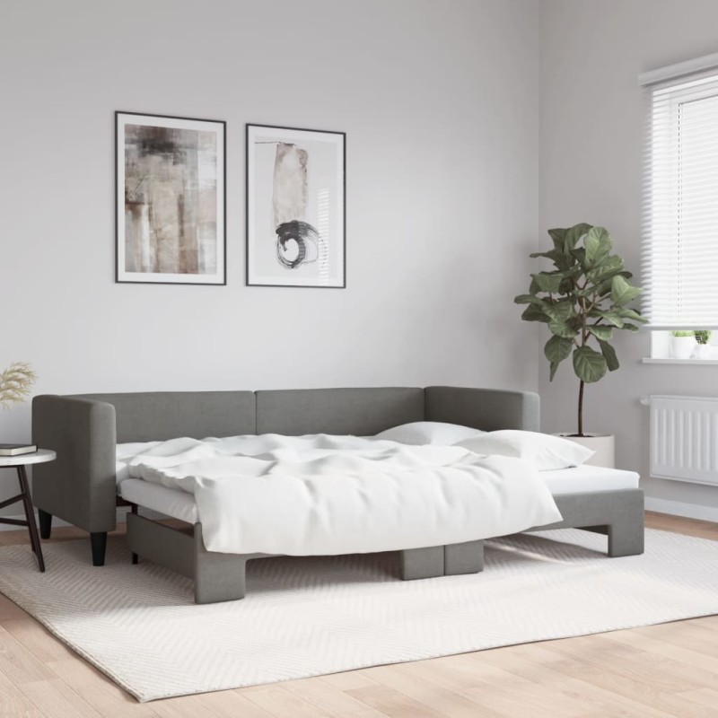 vidaXL Divano Letto con Letto Estraibile Grigio Scuro 80x200 Tessuto vidaXL Divano Letto con Letto Estraibile Grigio Scuro 80x200 Tessuto