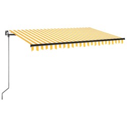 Tenda da Sole Retrattile Manuale LED 400x350 cm Gialla Bianca