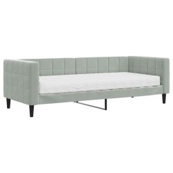 vidaXL Divano Letto con Materasso Grigio Chiaro 80x200 cm in Velluto