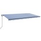 Tenda Automatica con Sensore Vento e LED 600x300 cm Blu Bianca Tenda Automatica con Sensore Vento e LED 600x300 cm Blu Bianca