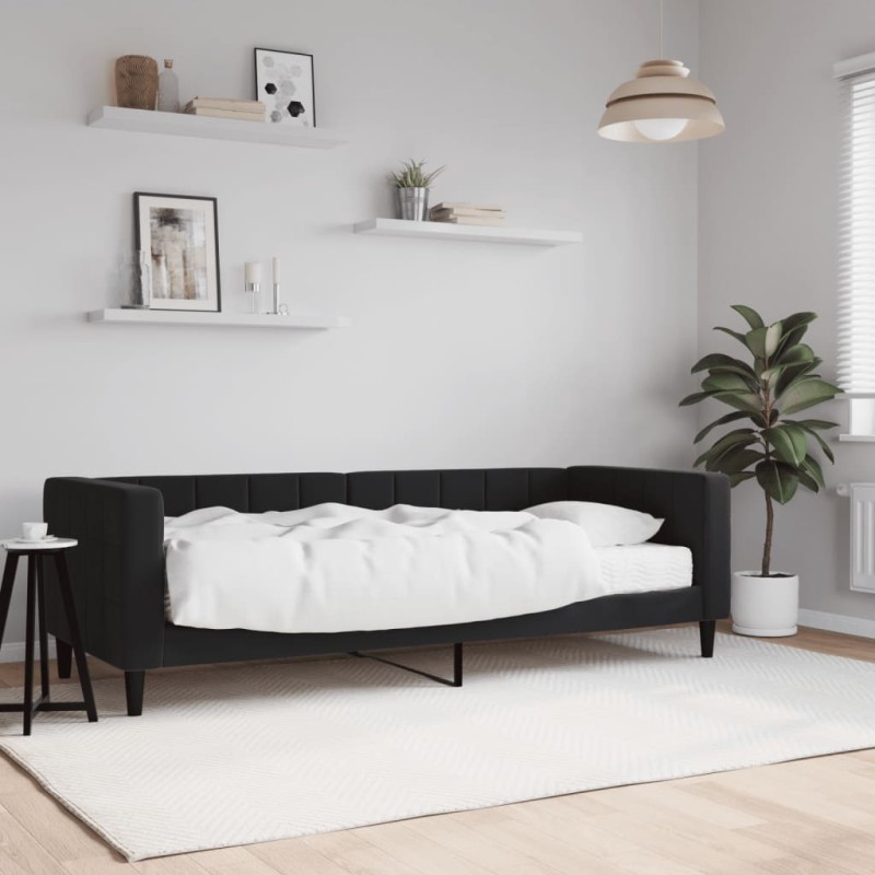 vidaXL Divano Letto con Materasso Nero 80x200 cm in Velluto vidaXL Divano Letto con Materasso Nero 80x200 cm in Velluto