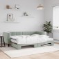 vidaXL Divano Letto Estraibile Materassi Grigio Chiaro 80x200 Velluto vidaXL Divano Letto Estraibile Materassi Grigio Chiaro 80x200 Velluto