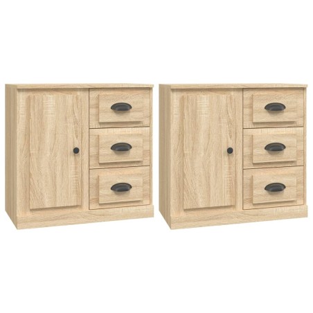 Credenze 2 pz Rovere Sonoma in Legno Multistrato