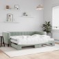 vidaXL Divano Letto Estraibile Materassi Grigio Chiaro 90x200 Velluto vidaXL Divano Letto Estraibile Materassi Grigio Chiaro 90x200 Velluto