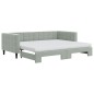 vidaXL Divano Letto Estraibile Materassi Grigio Chiaro 90x200 Velluto vidaXL Divano Letto Estraibile Materassi Grigio Chiaro 90x200 Velluto