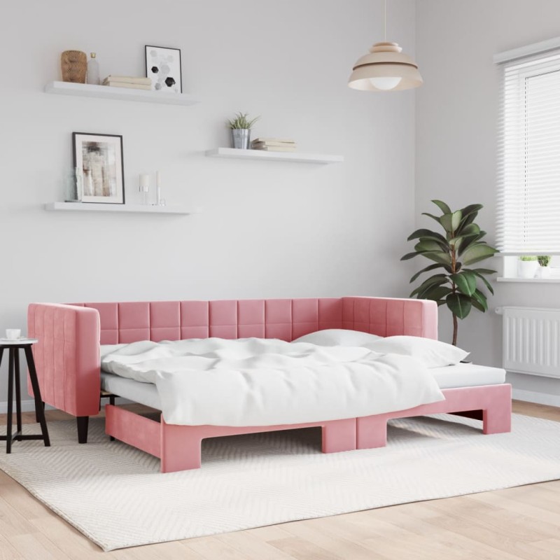 vidaXL Divano Letto con Letto Estraibile Rosa 80x200 cm in Velluto vidaXL Divano Letto con Letto Estraibile Rosa 80x200 cm in Velluto