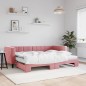 vidaXL Divano Letto Estraibile con Materassi Rosa 80x200 cm Velluto vidaXL Divano Letto Estraibile con Materassi Rosa 80x200 cm Velluto