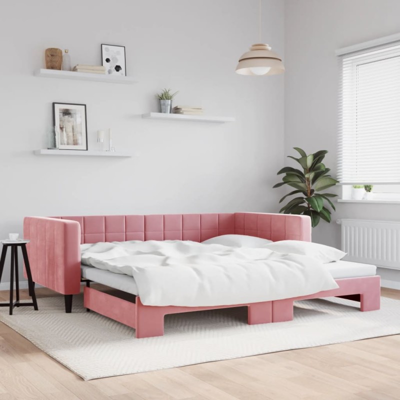 vidaXL Divano Letto con Letto Estraibile Rosa 100x200 cm in Velluto vidaXL Divano Letto con Letto Estraibile Rosa 100x200 cm in Velluto