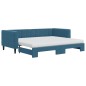 vidaXL Divano Letto Estraibile con Materassi Blu 90x200 cm Velluto vidaXL Divano Letto Estraibile con Materassi Blu 90x200 cm Velluto
