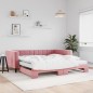 vidaXL Divano Letto Estraibile con Materassi Rosa 100x200 cm Velluto vidaXL Divano Letto Estraibile con Materassi Rosa 100x200 cm Velluto