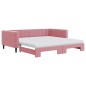 vidaXL Divano Letto Estraibile con Materassi Rosa 100x200 cm Velluto vidaXL Divano Letto Estraibile con Materassi Rosa 100x200 cm Velluto