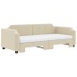 vidaXL Divano Letto Estraibile con Materassi Crema 80x200 cm Tessuto vidaXL Divano Letto Estraibile con Materassi Crema 80x200 cm Tessuto