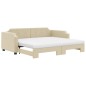 vidaXL Divano Letto Estraibile con Materassi Crema 100x200 cm Tessuto vidaXL Divano Letto Estraibile con Materassi Crema 100x200 cm Tessuto