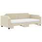 vidaXL Divano Letto Estraibile con Materassi Crema 100x200 cm Tessuto vidaXL Divano Letto Estraibile con Materassi Crema 100x200 cm Tessuto