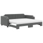 vidaXL Divano Letto Estraibile Materassi Grigio Scuro 90x200cm Tessuto vidaXL Divano Letto Estraibile Materassi Grigio Scuro 90x200cm Tessuto