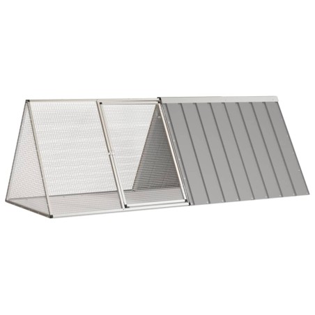Gabbia per Conigli grigio 201,5x80,5x71 cm Acciaio Zincato