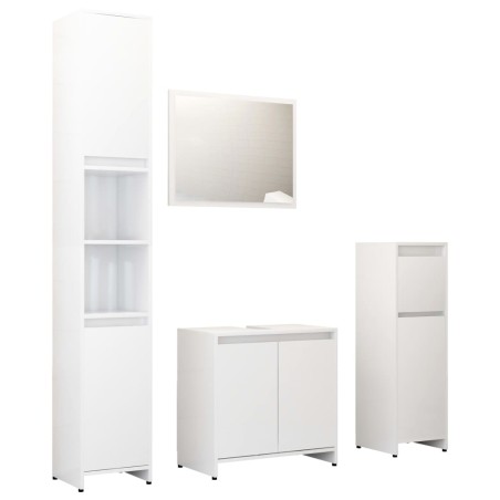 vidaXL Set Mobili da Bagno 4 pz Bianco Lucido in Truciolato