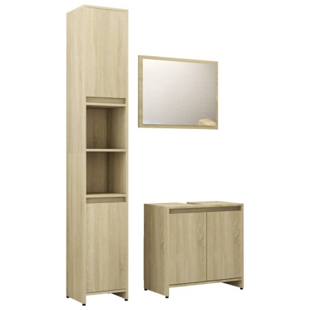 vidaXL Set Mobili da Bagno 3 pz Rovere Sonoma in Truciolato