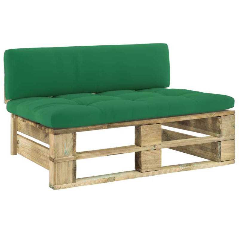 vidaXL Divano Centrale da Giardino Pallet Legno Pino Impregnato Verde vidaXL Divano Centrale da Giardino Pallet Legno Pino Impregnato Verde