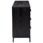 Credenza Nera 110x35x70 cm Legno Massello di Pino Riciclato Credenza Nera 110x35x70 cm Legno Massello di Pino Riciclato