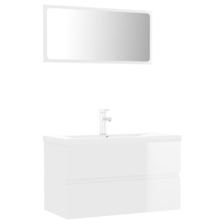 vidaXL Set Mobili da Bagno Bianco Lucido in Truciolato