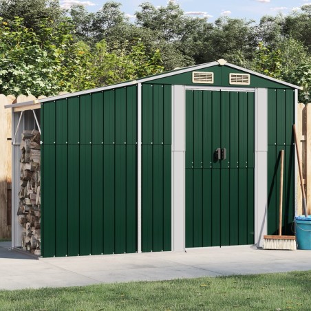 vidaXL Capanno da Giardino Verde 277x93x179 cm in Acciaio Zincato