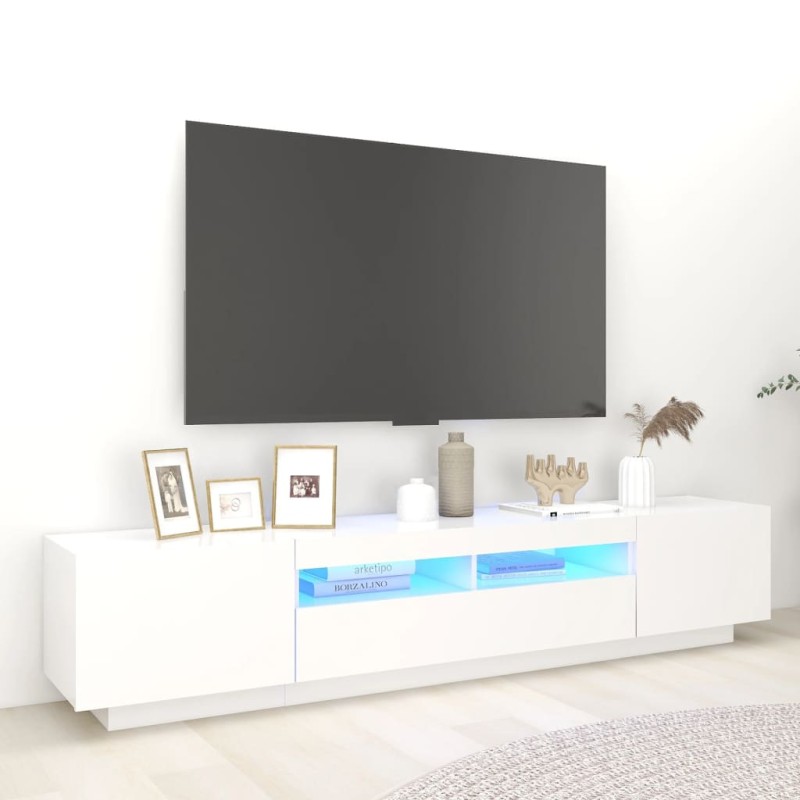 vidaXL Mobile Porta TV con Luci LED Bianco 200x35x40 cm vidaXL Mobile Porta TV con Luci LED Bianco 200x35x40 cm