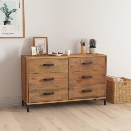 Credenza Marrone 110x35x70 cm Legno Massello di Pino Riciclato