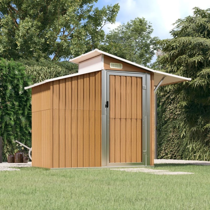 vidaXL Capanno da Giardino Marrone 270x130x208,5 cm Acciaio Zincato