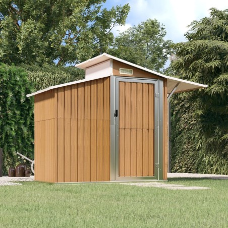 vidaXL Capanno da Giardino Marrone 270x130x208,5 cm Acciaio Zincato