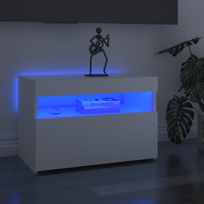 vidaXL Mobile Porta TV con Luci LED Bianco Lucido 60x35x40 cm vidaXL Mobile Porta TV con Luci LED Bianco Lucido 60x35x40 cm
