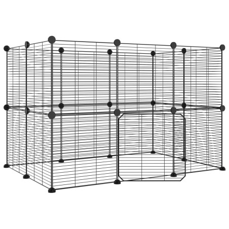 Gabbia per Animali 20 Pannelli con Porta Nera 35x35 cm Acciaio