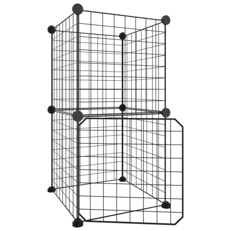 Gabbia per Animali 8 Pannelli con Porta Nero 35x35 cm Acciaio