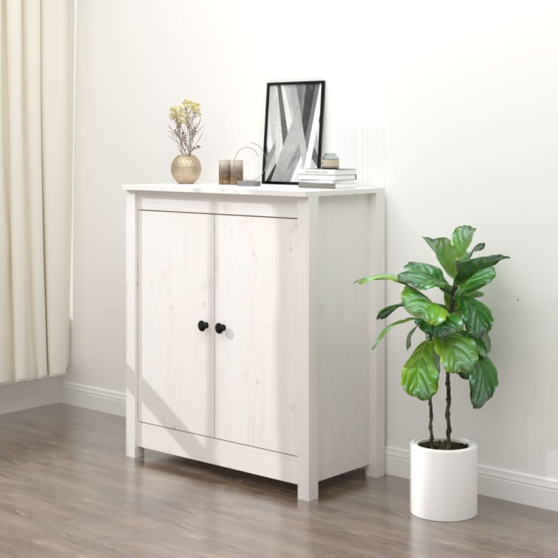 Credenza Bianca 70x35x80 cm in Legno Massello di Pino Credenza Bianca 70x35x80 cm in Legno Massello di Pino