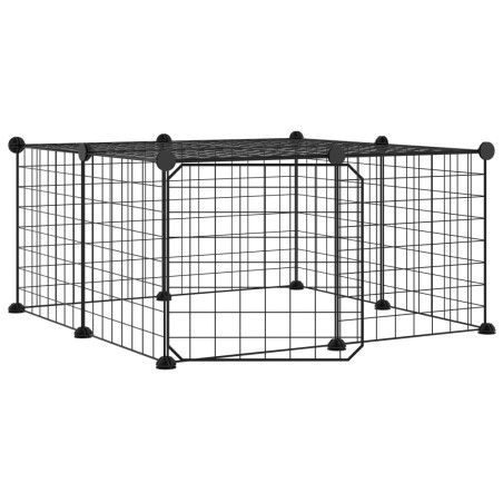 Gabbia per Animali 12 Pannelli con Porta Nero 35x35 cm Acciaio