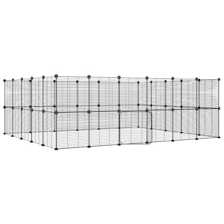 Gabbia per Animali 44 Pannelli con Porta Nera 35x35 cm Acciaio