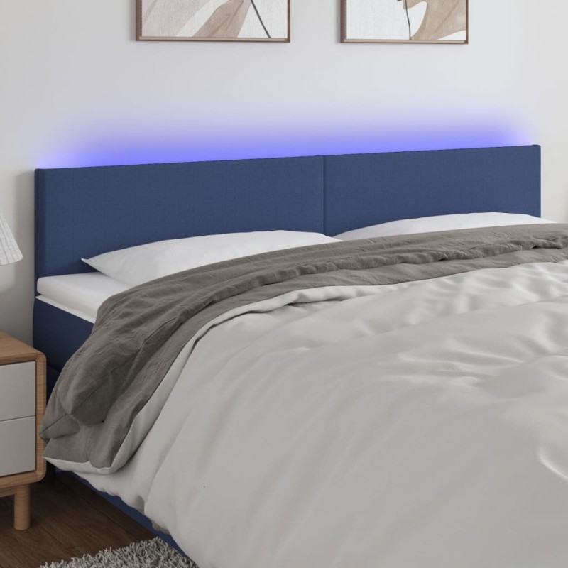 Testiera a LED Blu 200x5x78/88 cm in Tessuto Testiera a LED Blu 200x5x78/88 cm in Tessuto