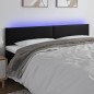 Testiera a LED Nera 180x5x78/88 cm in Similpelle Testiera a LED Nera 180x5x78/88 cm in Similpelle