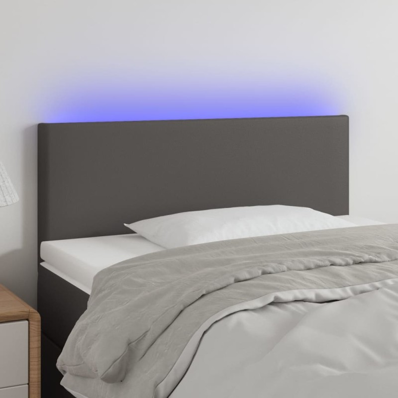 Testiera Grigio a LED 90x5x78/88 cm in Similpelle Testiera Grigio a LED 90x5x78/88 cm in Similpelle