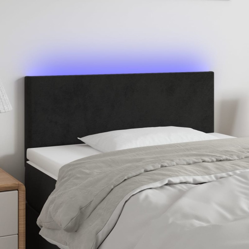 Testiera a LED Nera 90x5x78/88 cm in Similpelle Testiera a LED Nera 90x5x78/88 cm in Similpelle