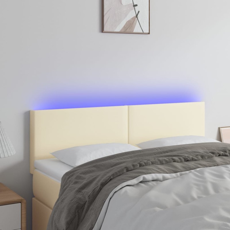 Testiera Crema a LED 144x5x78/88 cm in Similpelle Testiera Crema a LED 144x5x78/88 cm in Similpelle